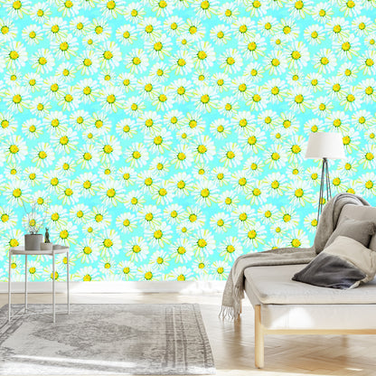 Wallpaper Daisies Painted With Watercolor