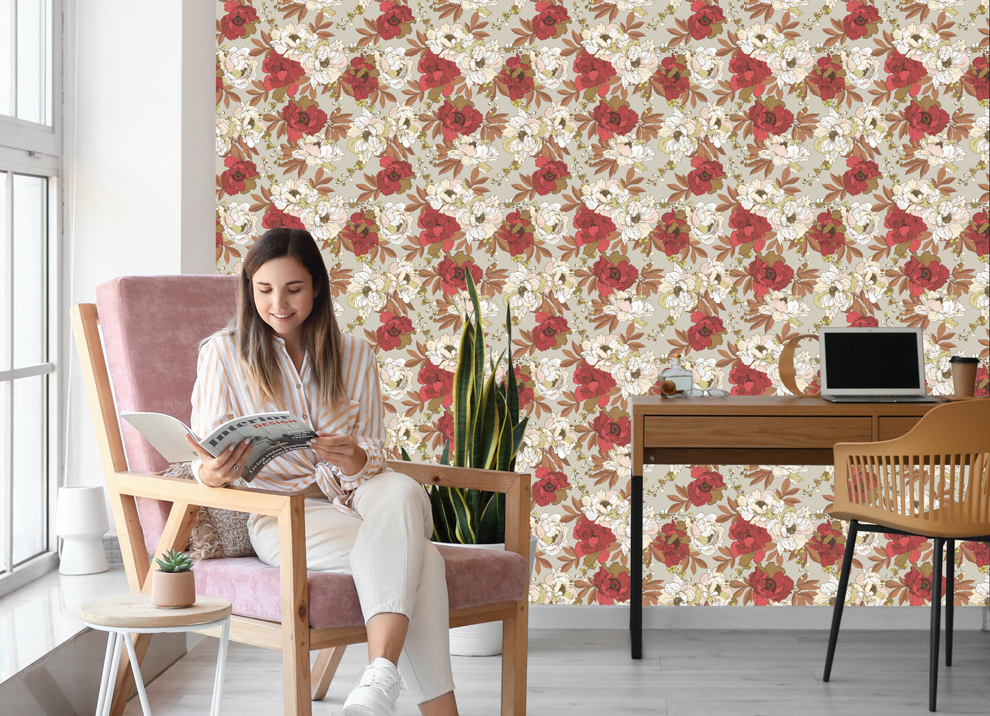 Wallpaper Colorful Peonies Bouquet