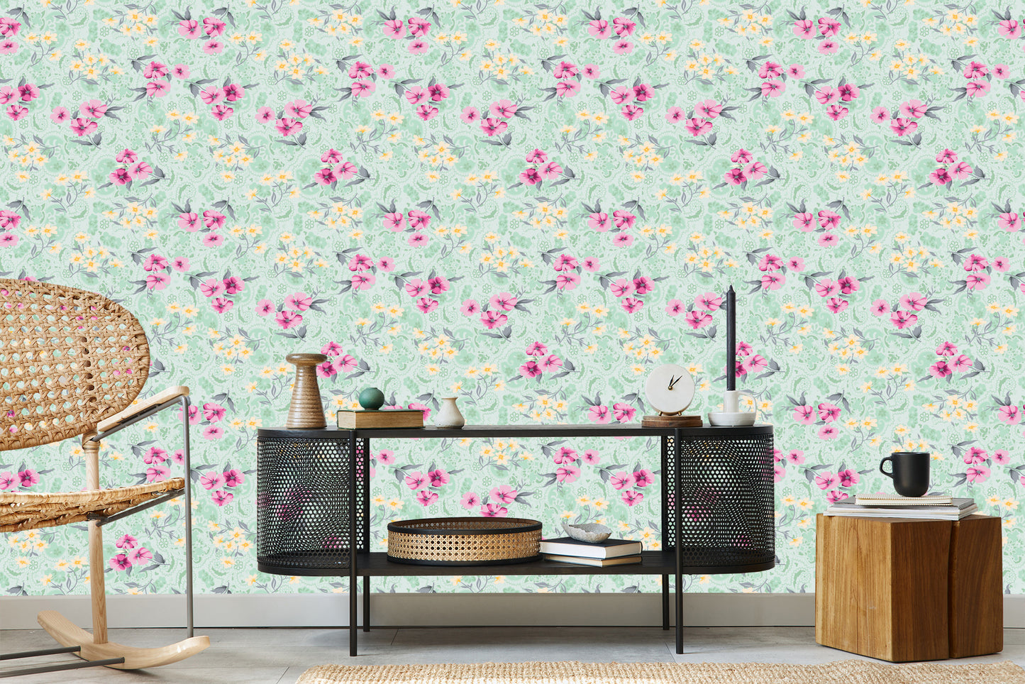 Wallpaper Colorful Floral Pattern