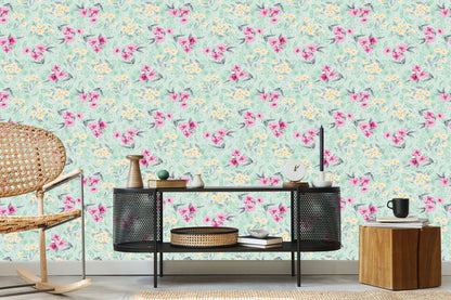 Wallpaper Colorful Floral Pattern