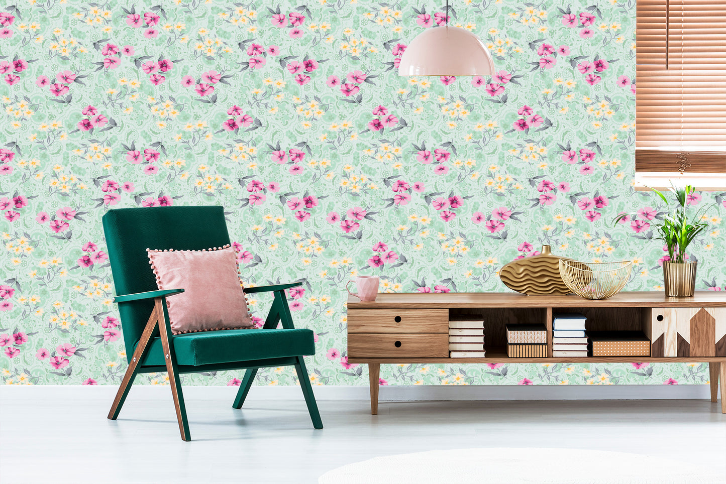 Wallpaper Colorful Floral Pattern