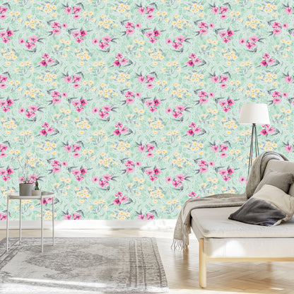 Wallpaper Colorful Floral Pattern