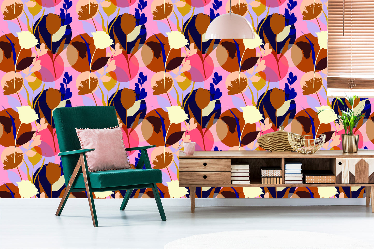 Wallpaper Fashionable Colorful Flowers