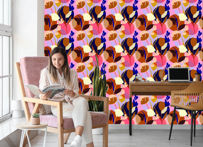 Wallpaper Fashionable Colorful Flowers
