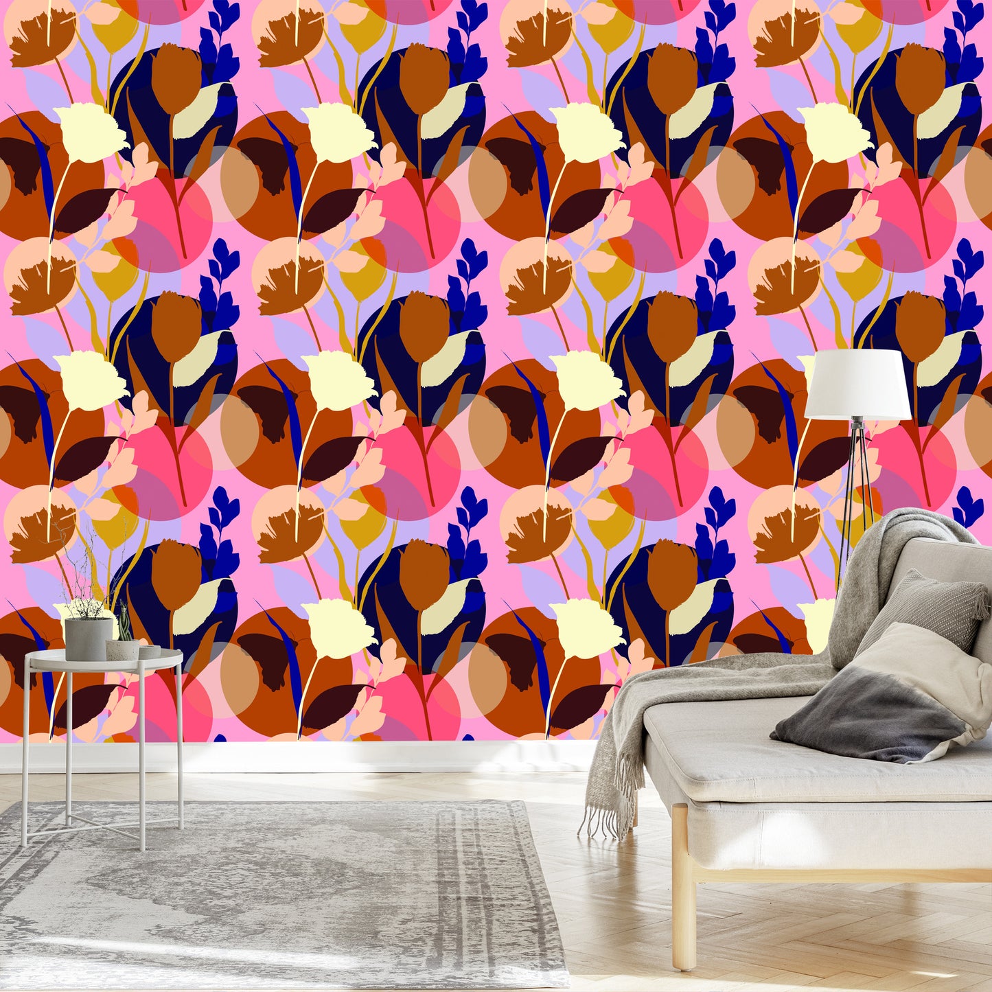 Wallpaper Fashionable Colorful Flowers