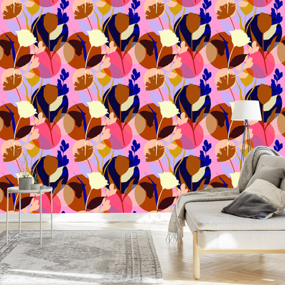 Wallpaper Fashionable Colorful Flowers
