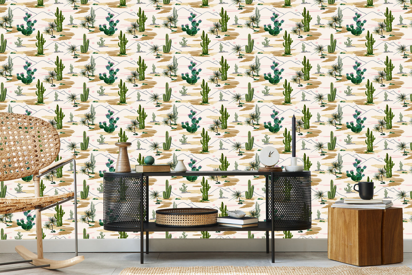 Wallpaper Cacti Flowers Landscape