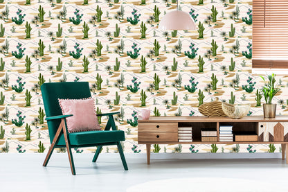 Wallpaper Cacti Flowers Landscape
