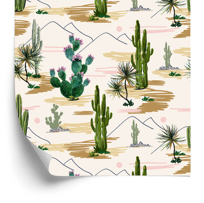 Wallpaper Cacti Flowers Landscape