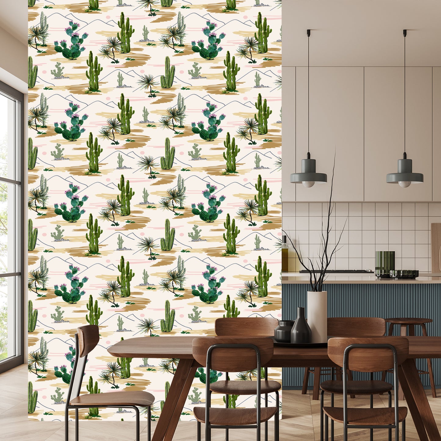 Wallpaper Cacti Flowers Landscape