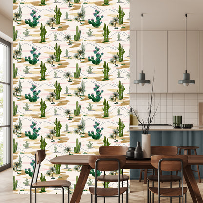 Wallpaper Cacti Flowers Landscape