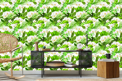 Wallpaper Nature Green Orchids Flowers For Living Room