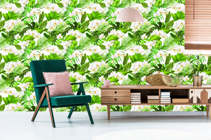 Wallpaper Nature Green Orchids Flowers For Living Room