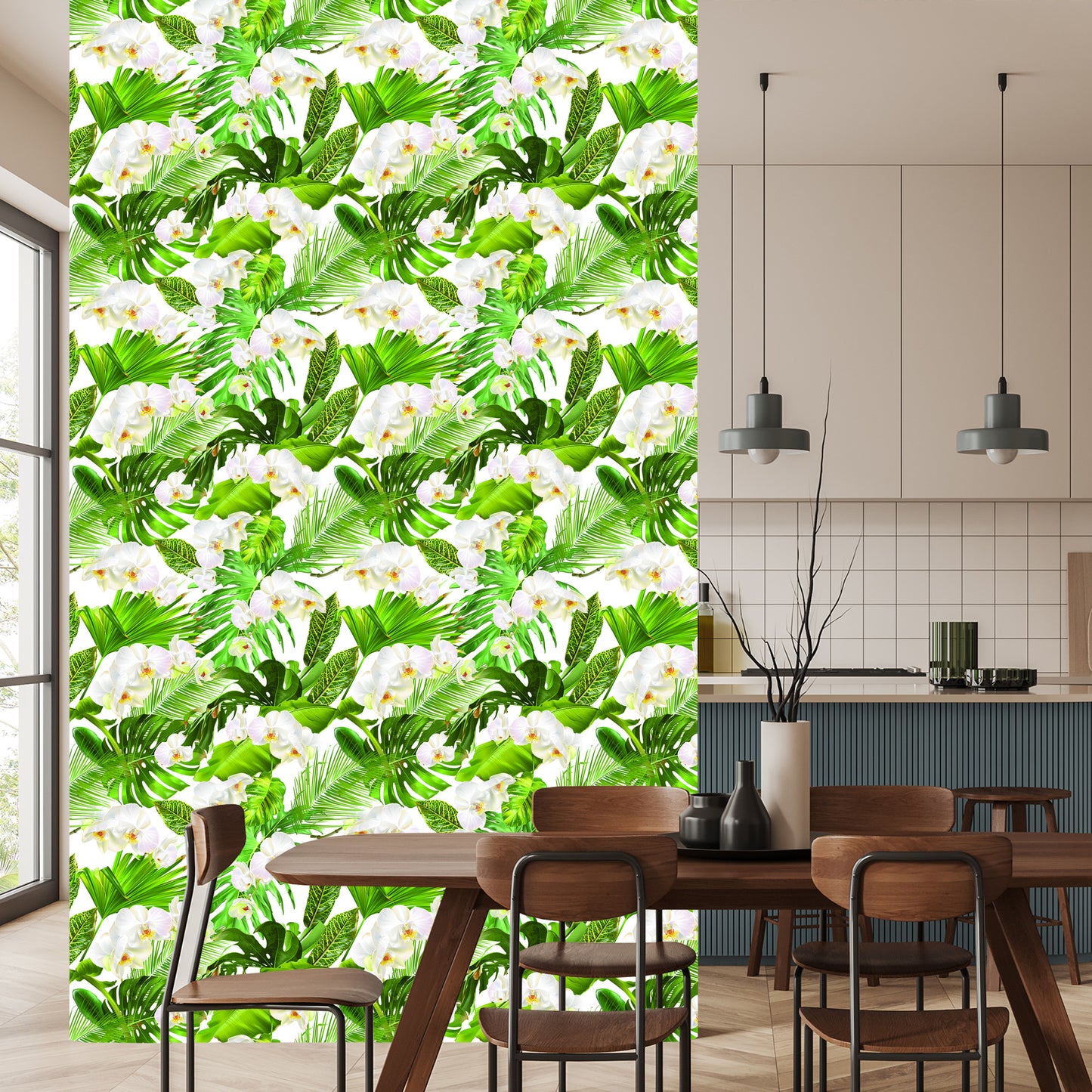 Wallpaper Nature Green Orchids Flowers For Living Room