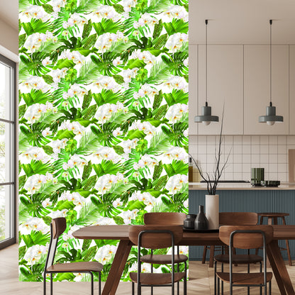 Wallpaper Nature Green Orchids Flowers For Living Room