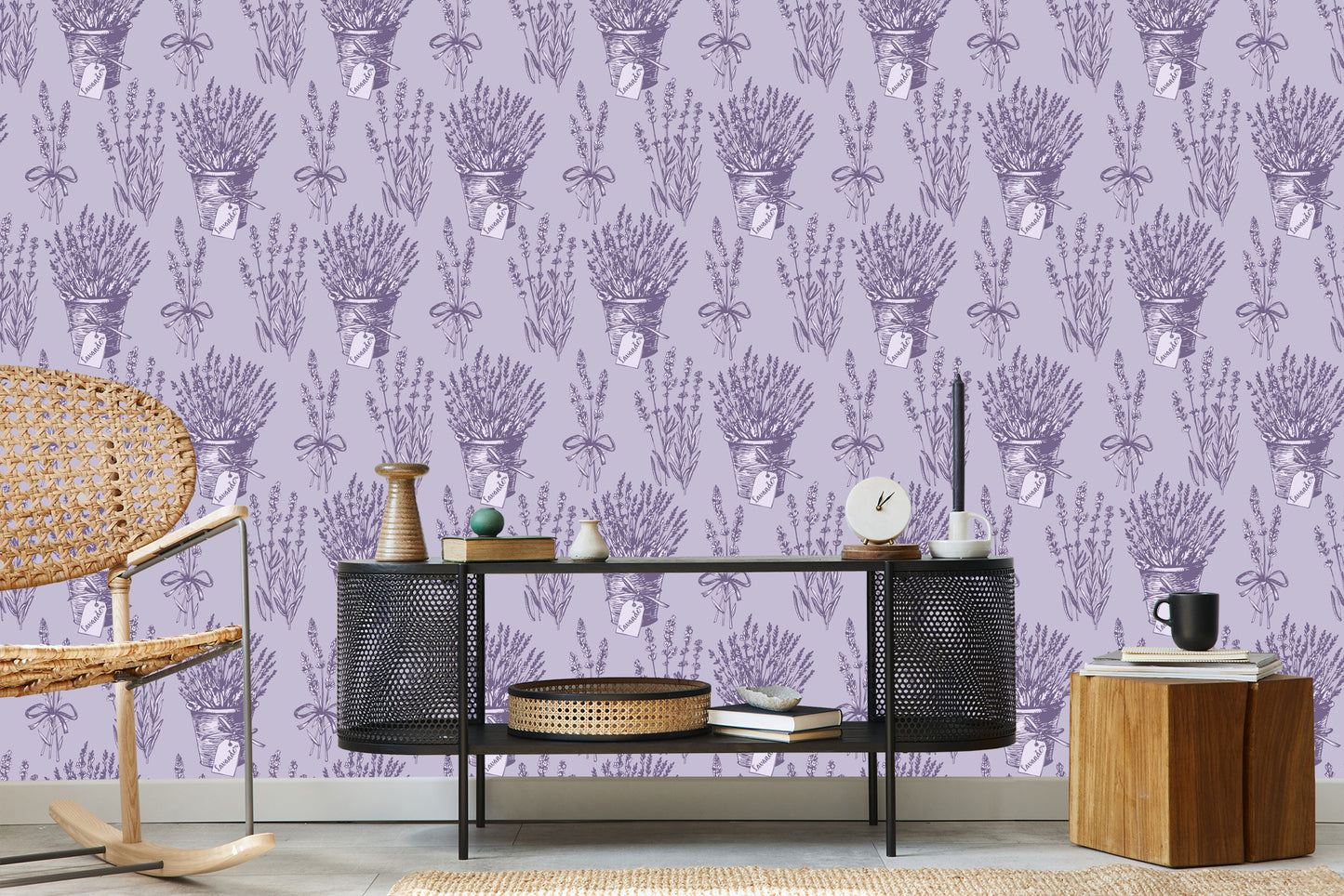 Wallpaper Lavender In Retro Style