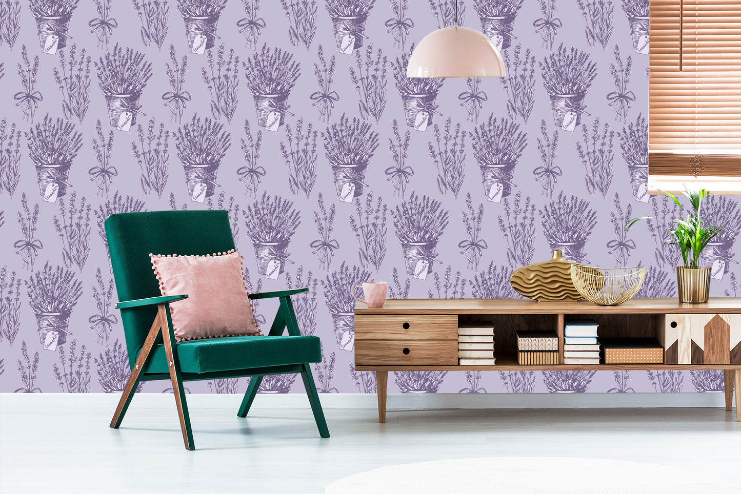 Wallpaper Lavender In Retro Style
