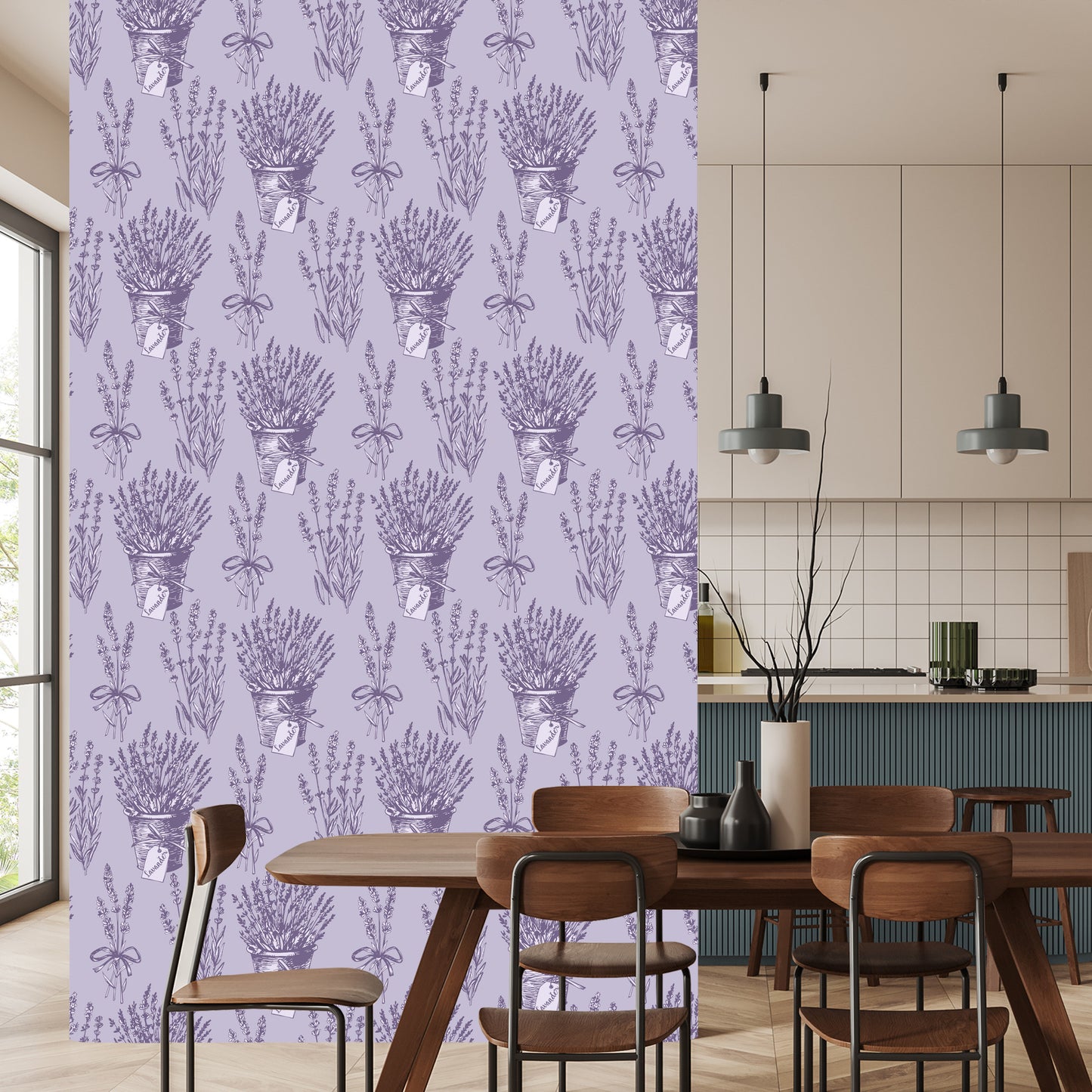 Wallpaper Lavender In Retro Style