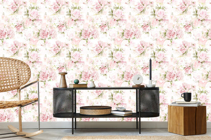 Wallpaper For Bedroom Pastel Peonies Flowers Leaves