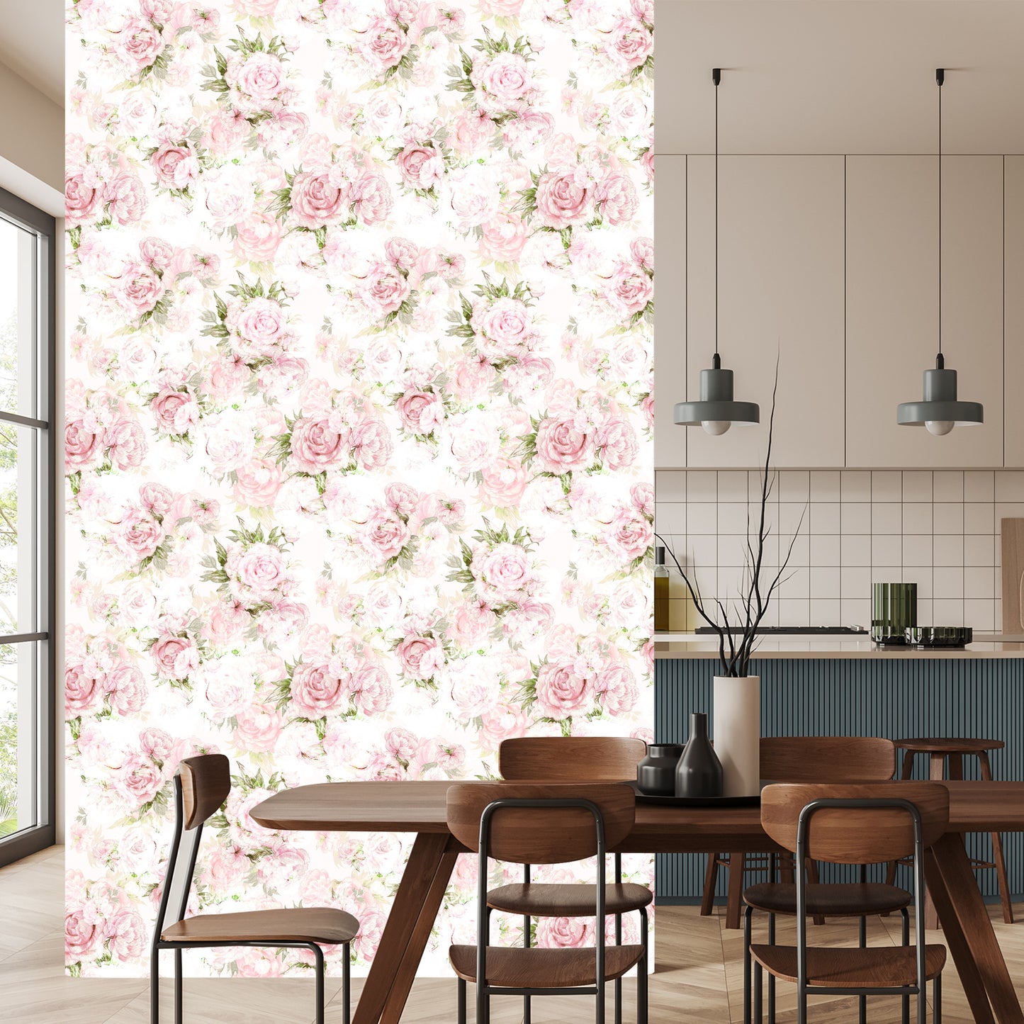 Wallpaper For Bedroom Pastel Peonies Flowers Leaves