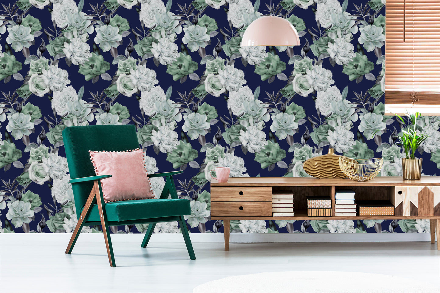 Wallpaper Vegetable Roses Pattern