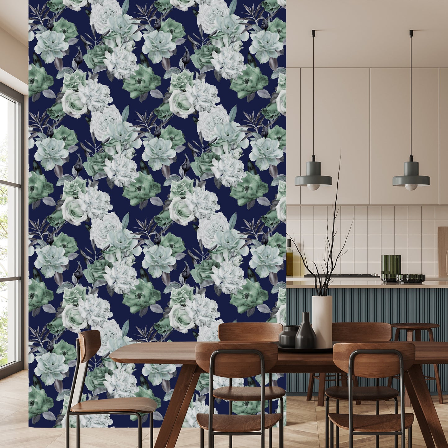 Wallpaper Vegetable Roses Pattern