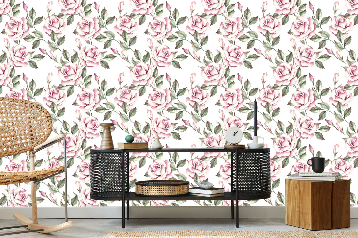 Wallpaper Bright Roses With Leaves