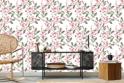 Wallpaper Bright Roses With Leaves