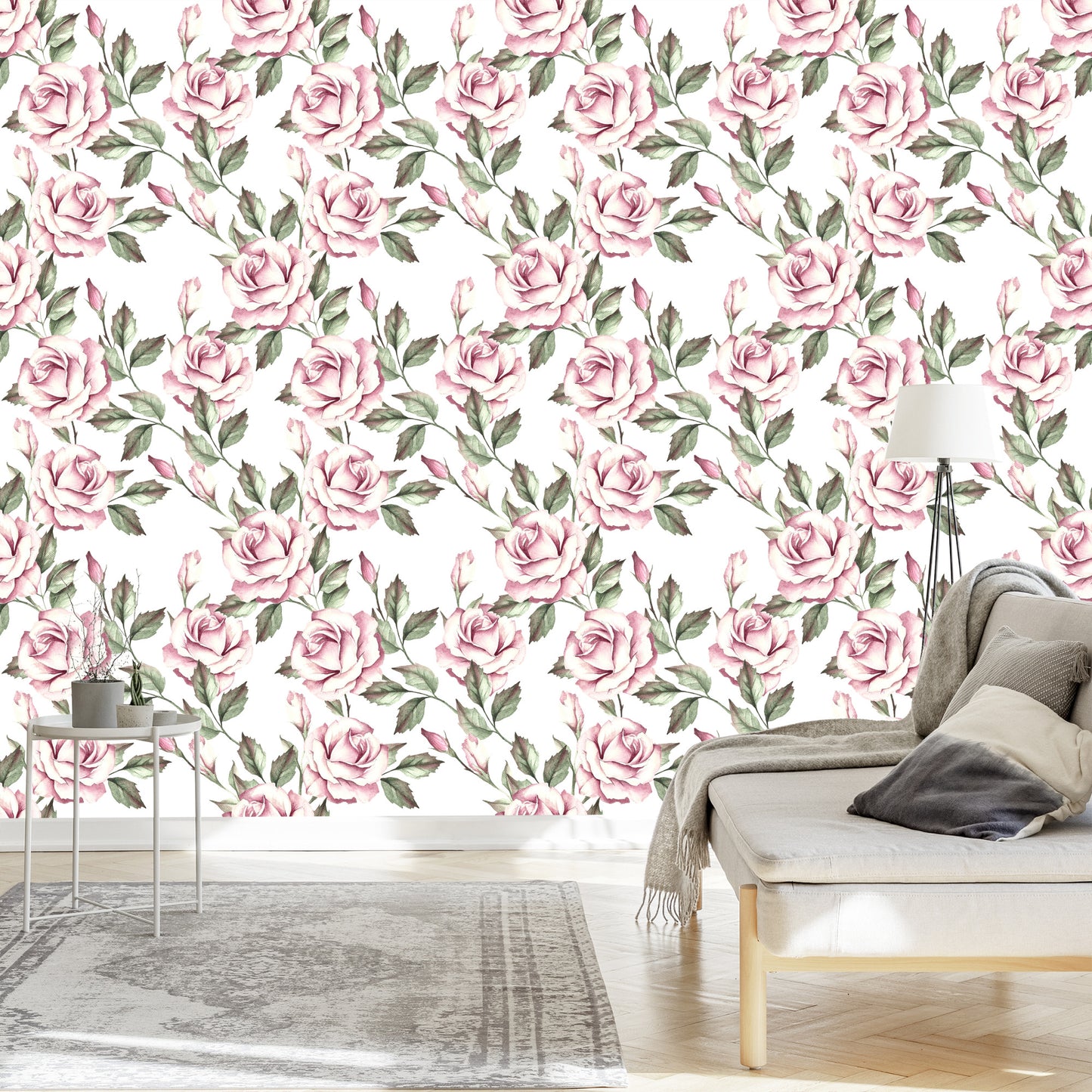 Wallpaper Bright Roses With Leaves