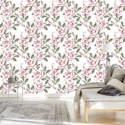 Wallpaper Bright Roses With Leaves