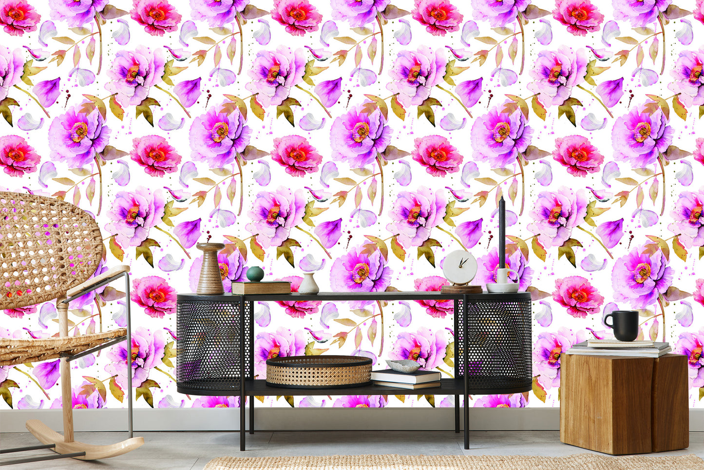 Wallpaper Peonies In Vivid Colors