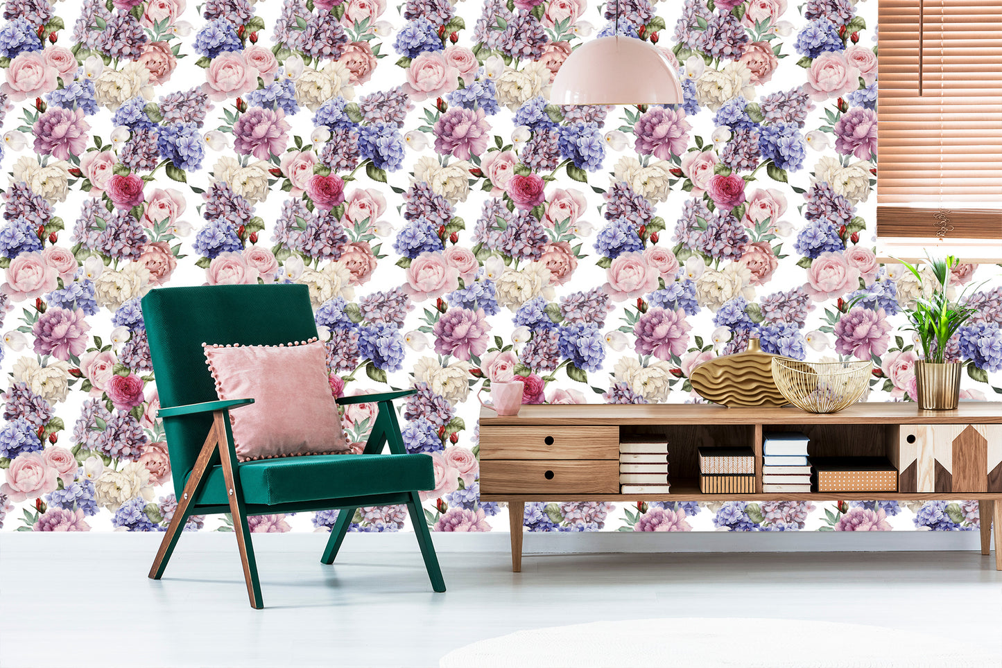 Wallpaper English Roses Peonies