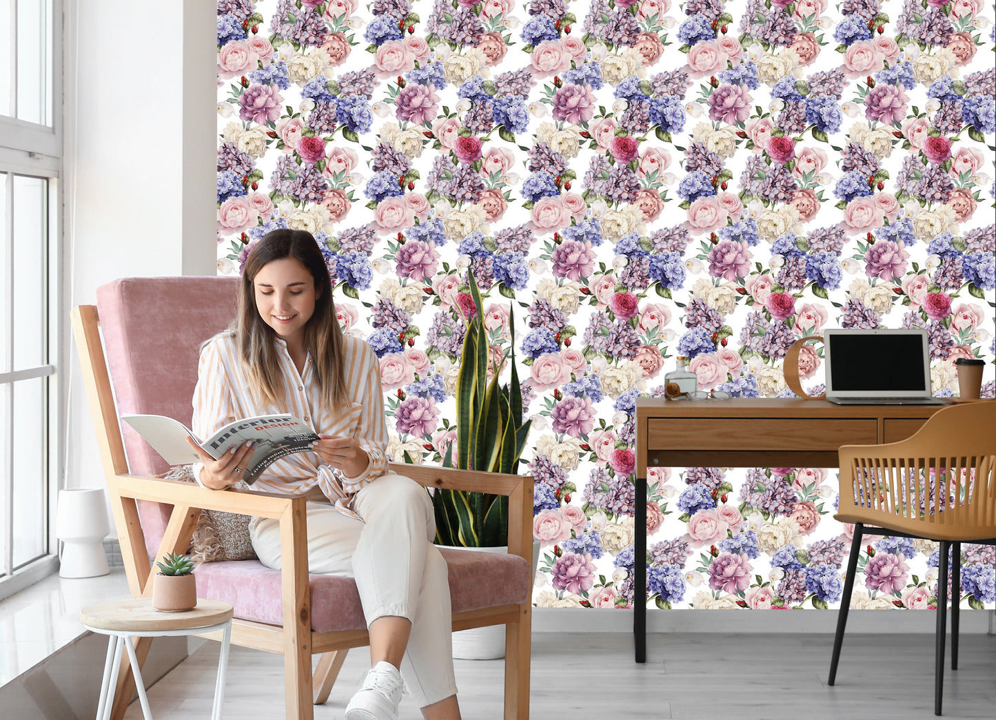 Wallpaper English Roses Peonies