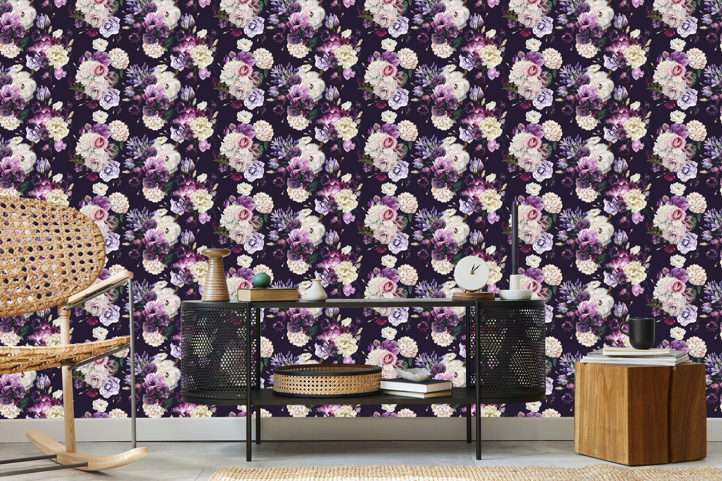 Wallpaper Peonies In Shades Of Violet