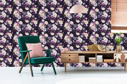 Wallpaper Peonies In Shades Of Violet