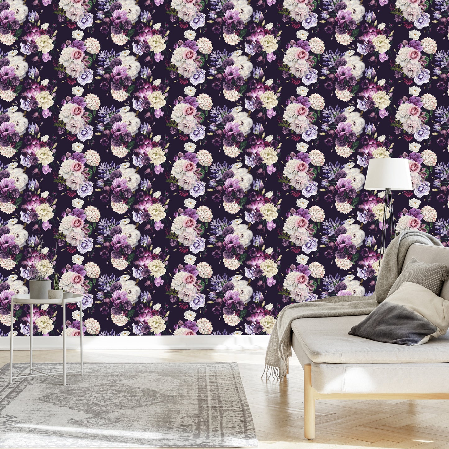 Wallpaper Peonies In Shades Of Violet