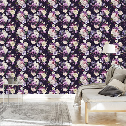 Wallpaper Peonies In Shades Of Violet