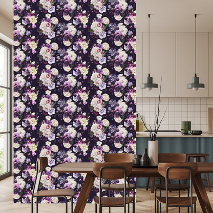 Wallpaper Peonies In Shades Of Violet