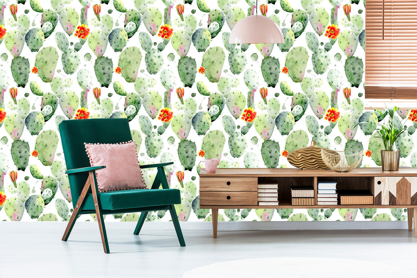 Wallpaper Cacti With Spots And Flowers