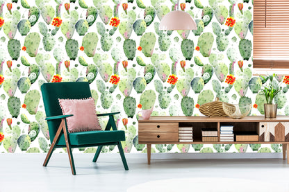 Wallpaper Cacti With Spots And Flowers