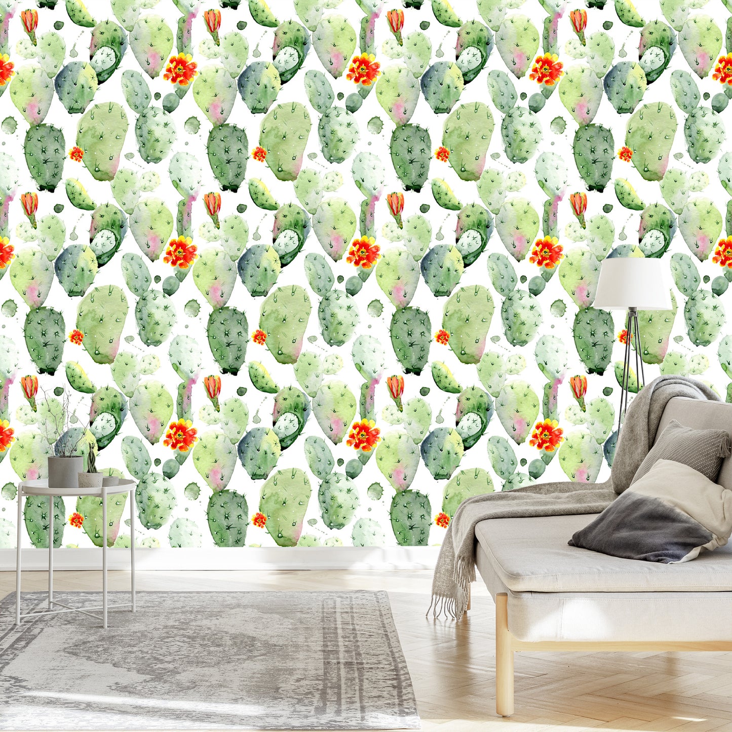 Wallpaper Cacti With Spots And Flowers