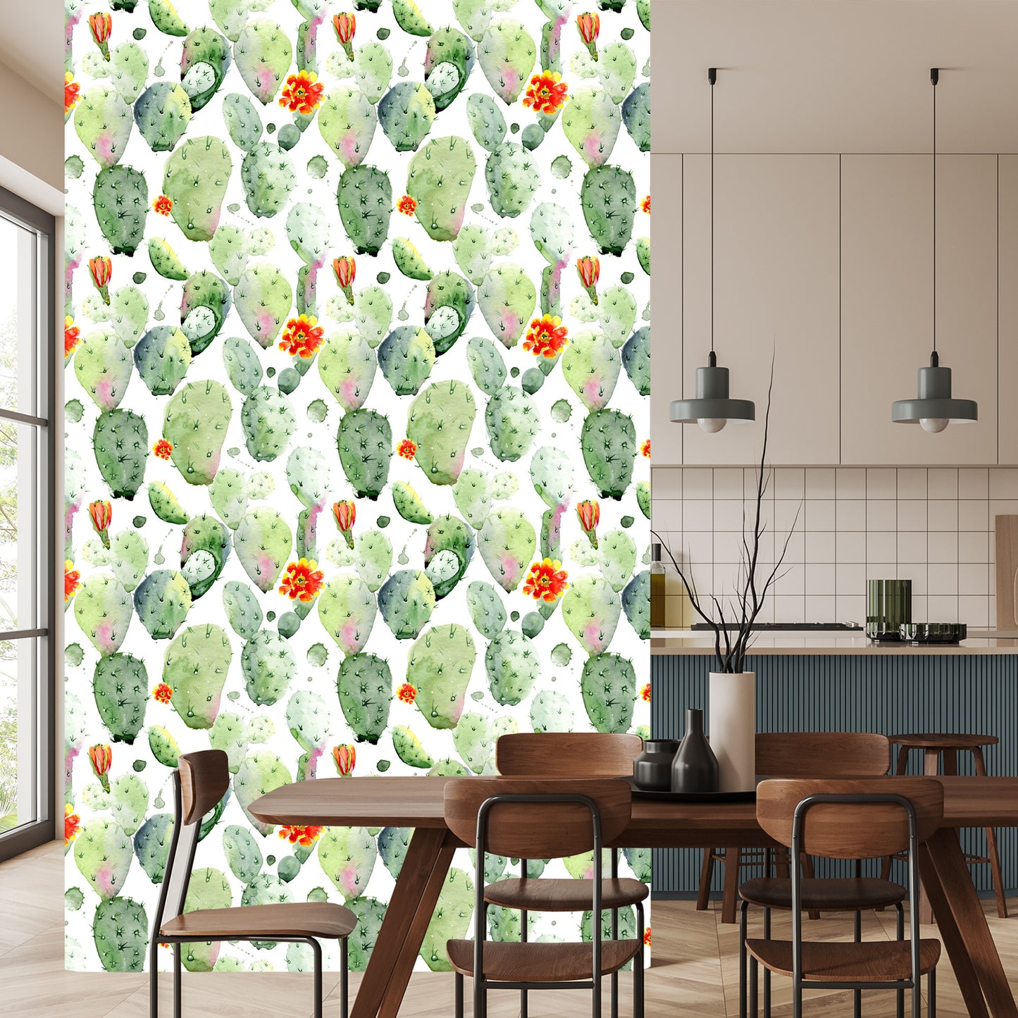 Wallpaper Cacti With Spots And Flowers