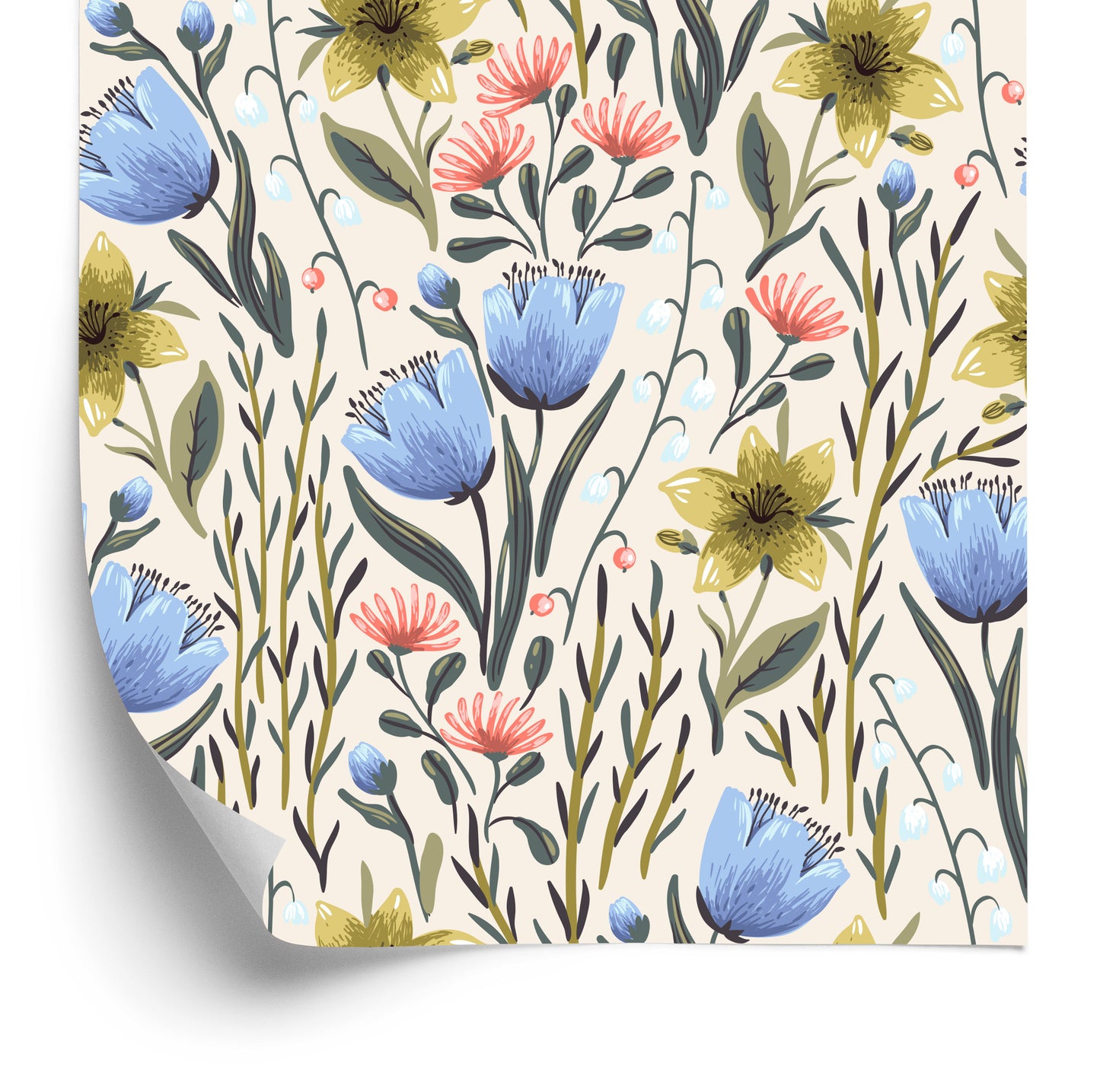 Wallpaper Wildflowers In Vintage Style