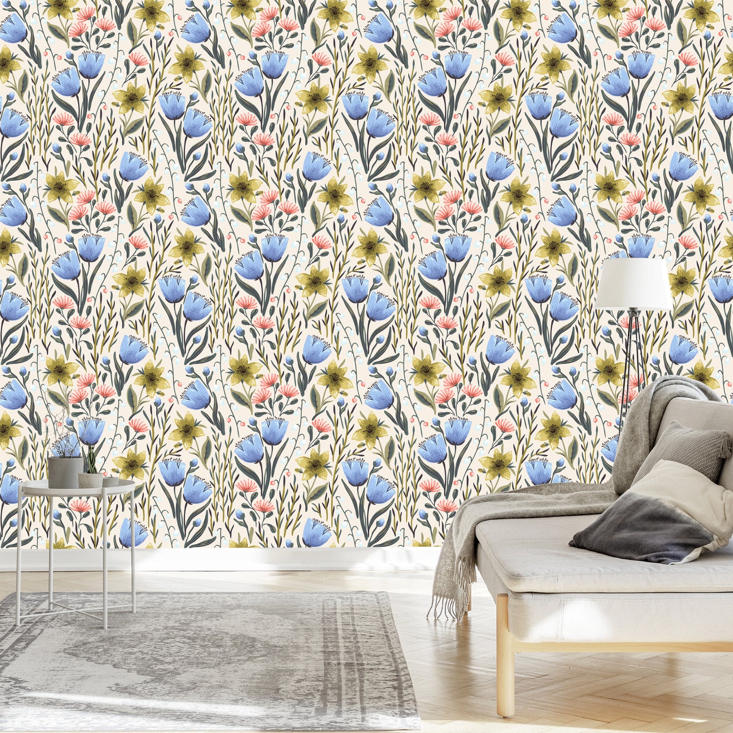 Wallpaper Wildflowers In Vintage Style
