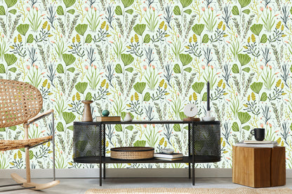 Wallpaper Field Herbs With Flowers