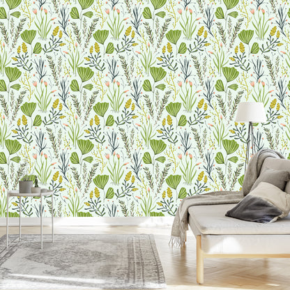 Wallpaper Field Herbs With Flowers