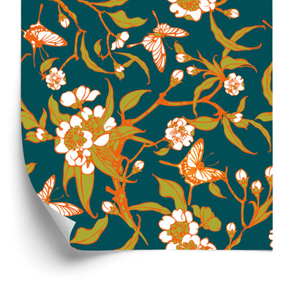 Wallpaper Butterflies With Flowers