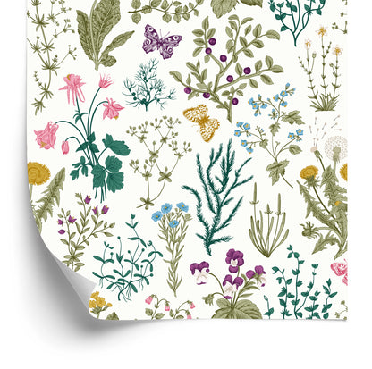 Wallpaper Wild Flowers With Butterflies