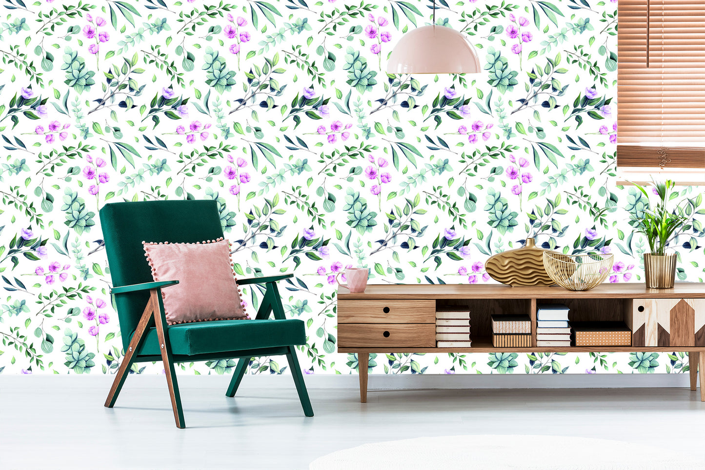 Wallpaper Twigs With Flowers