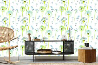 Wallpaper Colorful Dandelions Painted With Watercolors